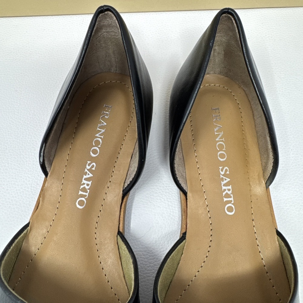 Franco Sarto Comfortable Flats Black Soft Leather Open Toe Slip On Shoes, 5.5M - Picture 2 of 16